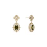 Garnet Serpent Climber Studs in Silver